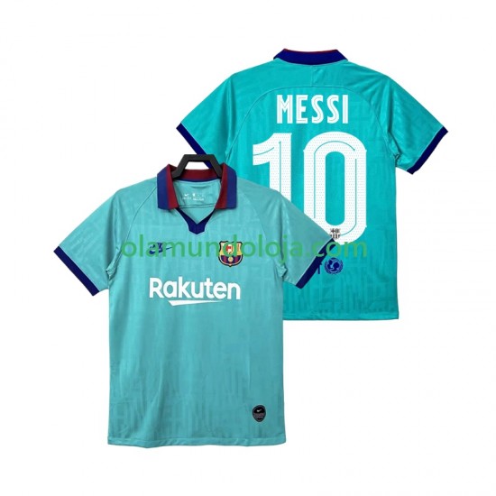 Camisola FC Barcelona Lionel Messi 10 2019 2020 Retro Homem Equipamento Terceiro Manga Curta
